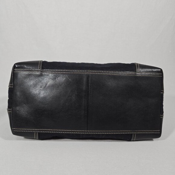 Vintage FOSSIL Y2K Whimsigoth BLACK Signature Canvas Leather Trim Shoulder Bag. - Picture 10 of 17